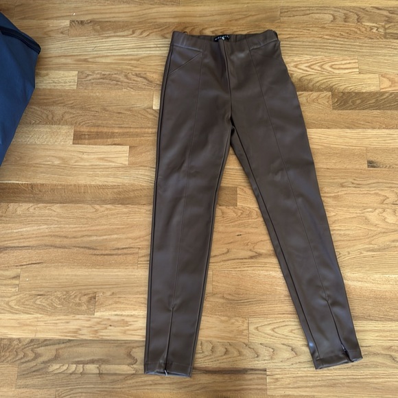 miou muse Pants - Mini muse brown vegan leather pants